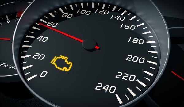 Engine malfunction warning light control in car dashboard